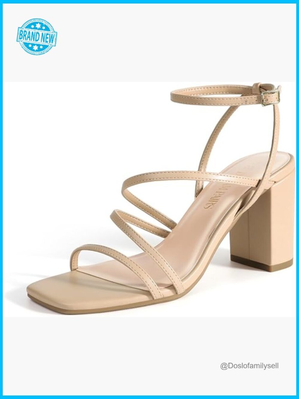 Chunky Block Heeled Sandals Square Open Toe Ankle Strap Wedding Party Dress